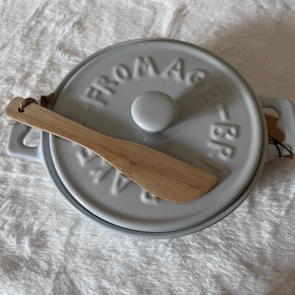 Fromage White Stoneware Brie Baker